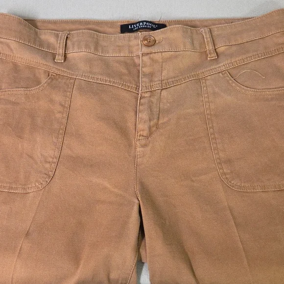 Liverpool Tan Wide Leg Crop  Pants 14/32 - Picture 3 of 8